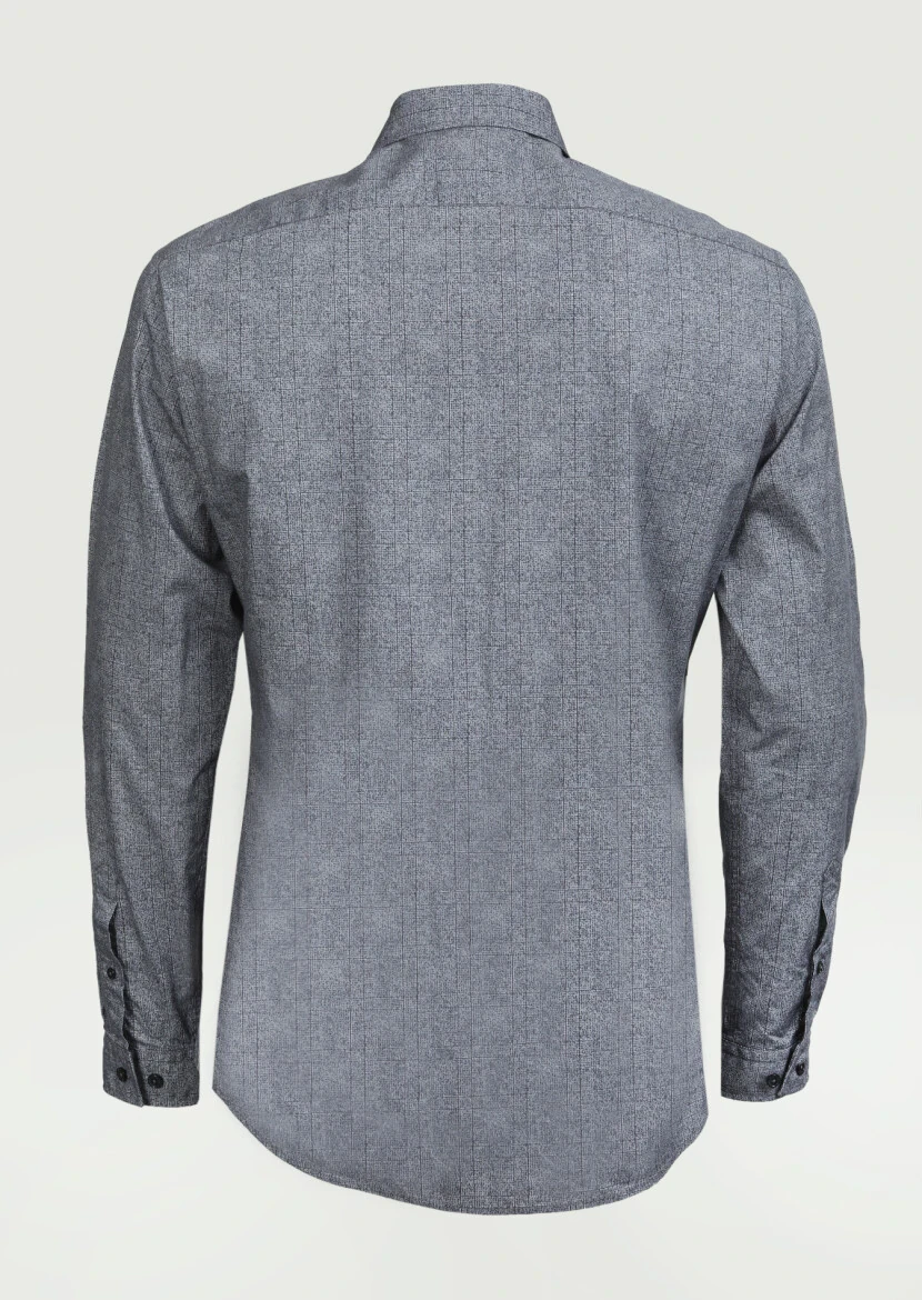 Hard Coal Printed Slim Fit Weaving Casual 100% Cotton Shirt - 7