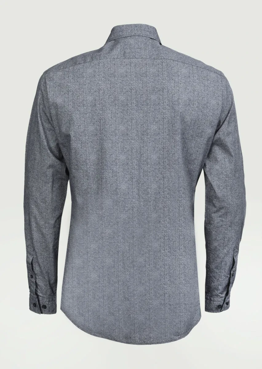 Hard Coal Printed Slim Fit Weaving Casual 100% Cotton Shirt - 7