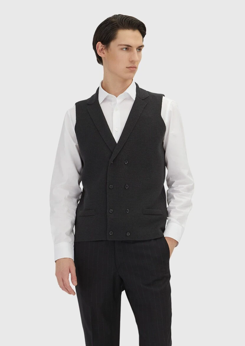 Hard Coal Regular Fit Butterfly Collar Casual Knitting Knit Vest - RAMSEY