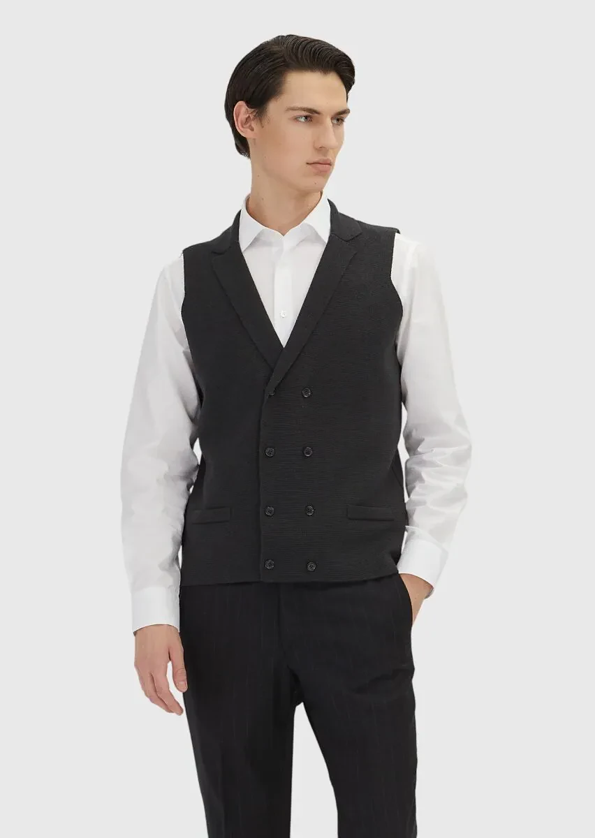 Hard Coal Regular Fit Butterfly Collar Casual Knitting Knit Vest - 2