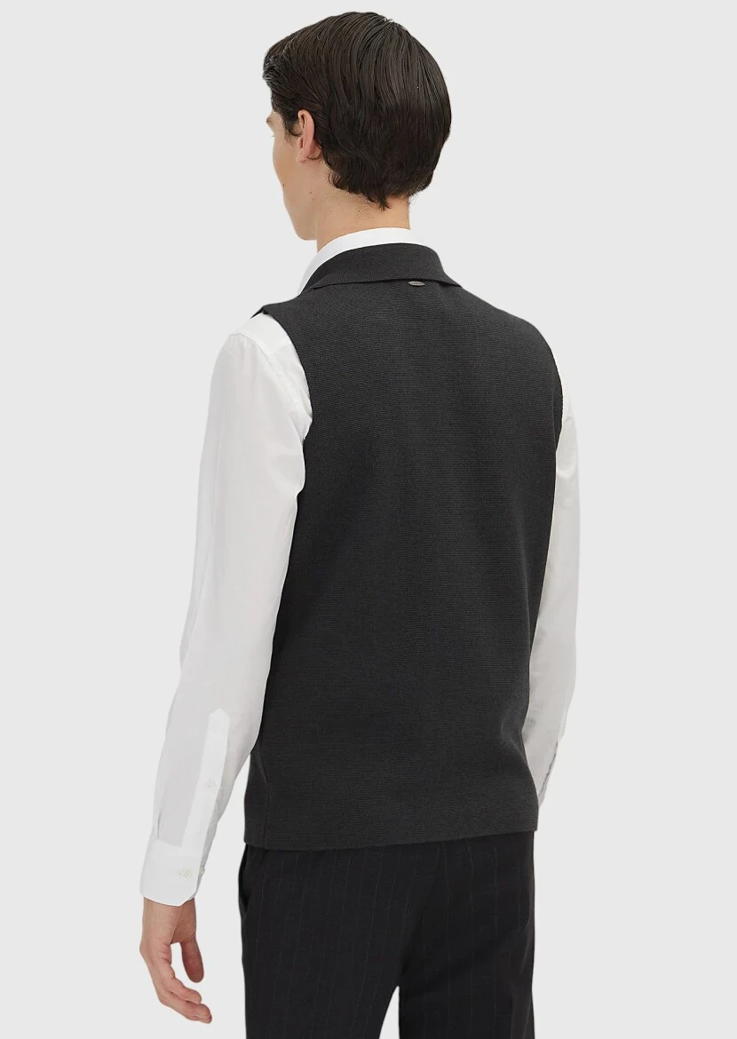 Hard Coal Regular Fit Butterfly Collar Casual Knitting Knit Vest - 4