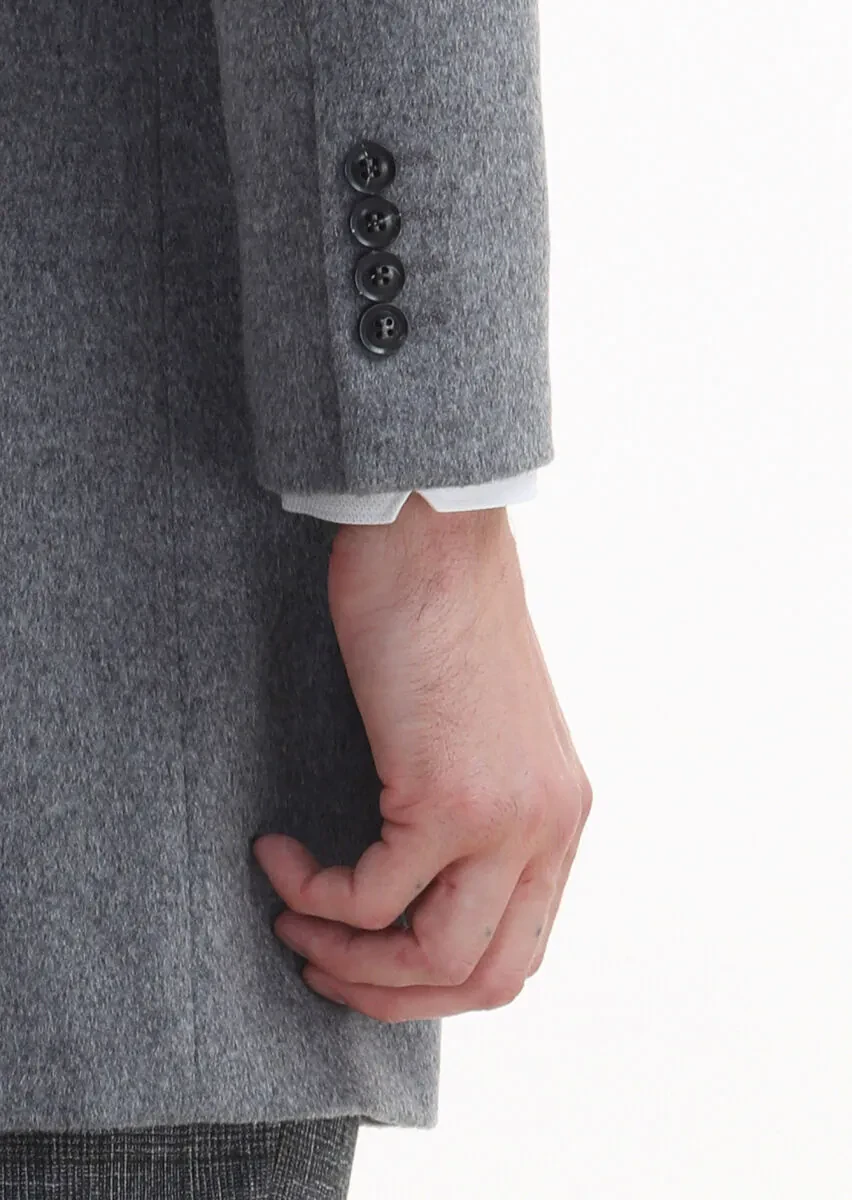 Hard Coal Regular Fit Butterfly Collar Classical Weaving Overcoat - 4