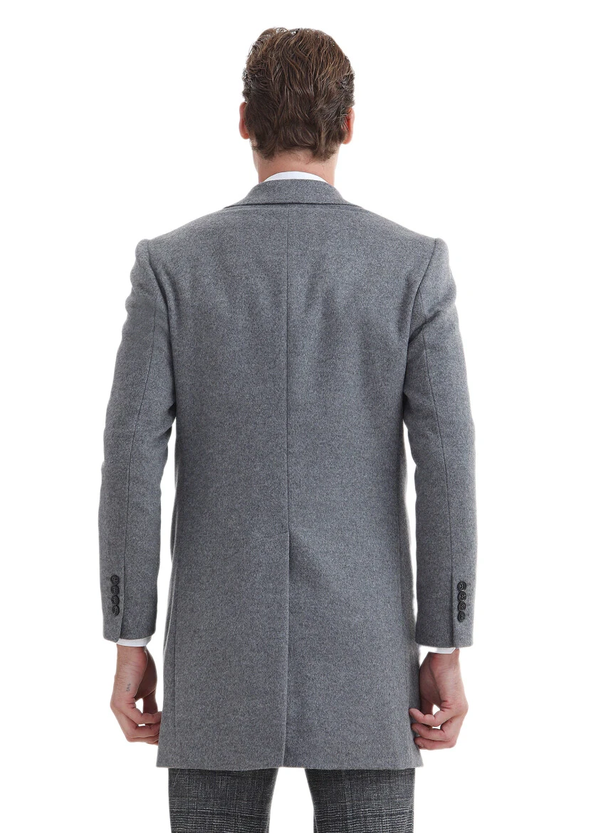 Hard Coal Regular Fit Butterfly Collar Classical Weaving Overcoat - 5