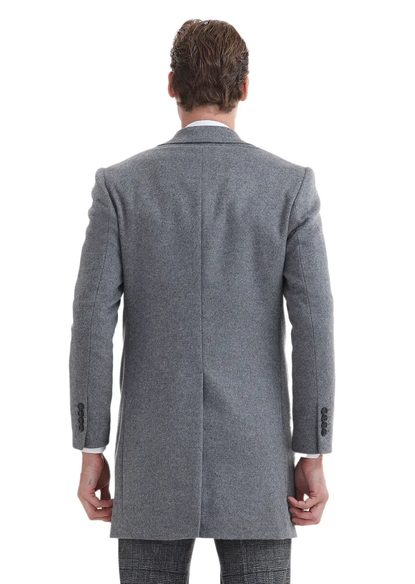 Hard Coal Regular Fit Butterfly Collar Classical Weaving Overcoat - 5