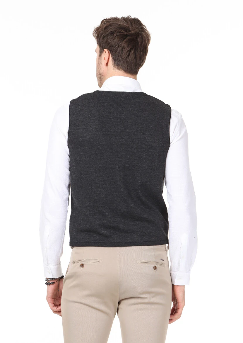 Hard Coal Regular Fit Casual Knitting Knit Vest - 4