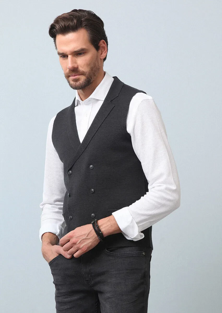 Hard Coal Regular Fit Casual Knitting Knit Vest - 1