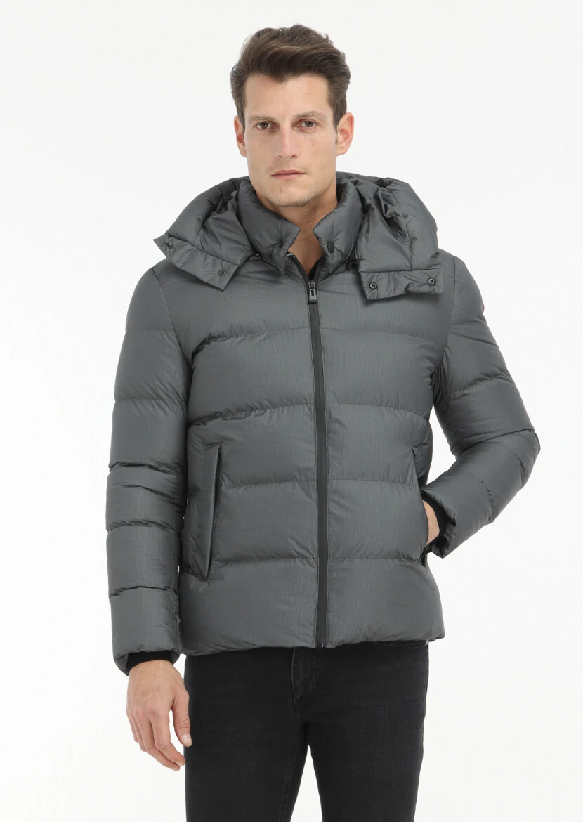 Hard Coal Regular Fit Hooded Casual Weaving Coat - 2