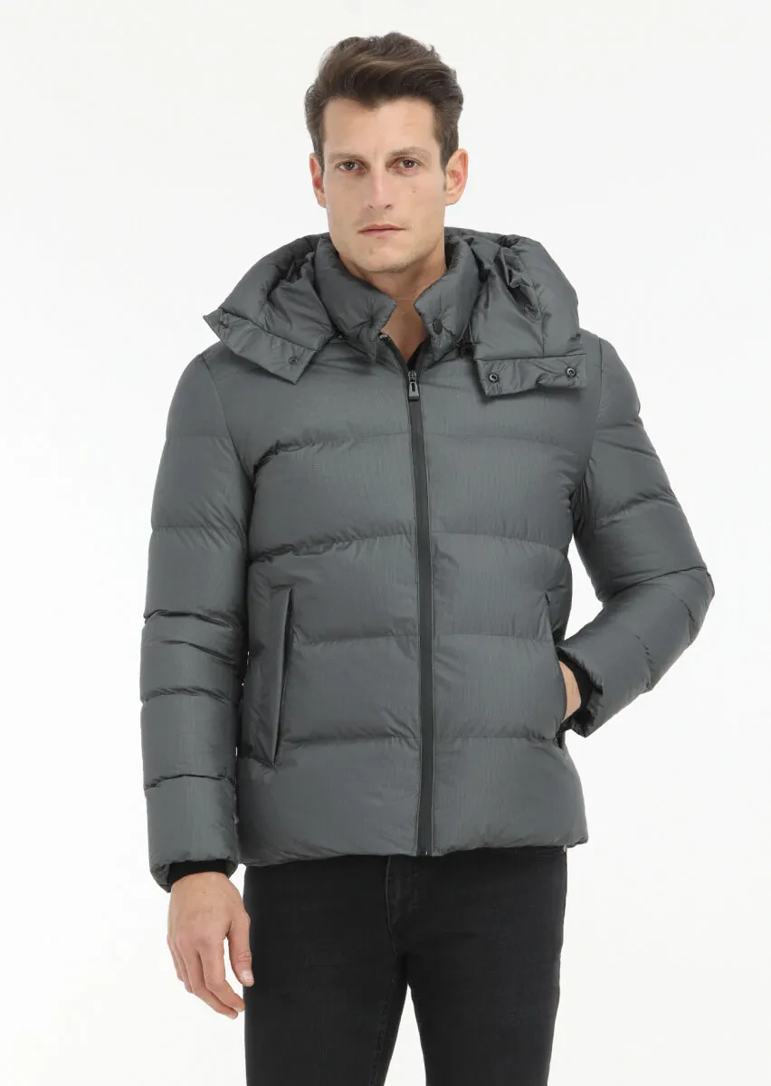 Hard Coal Regular Fit Hooded Casual Weaving Coat - 2