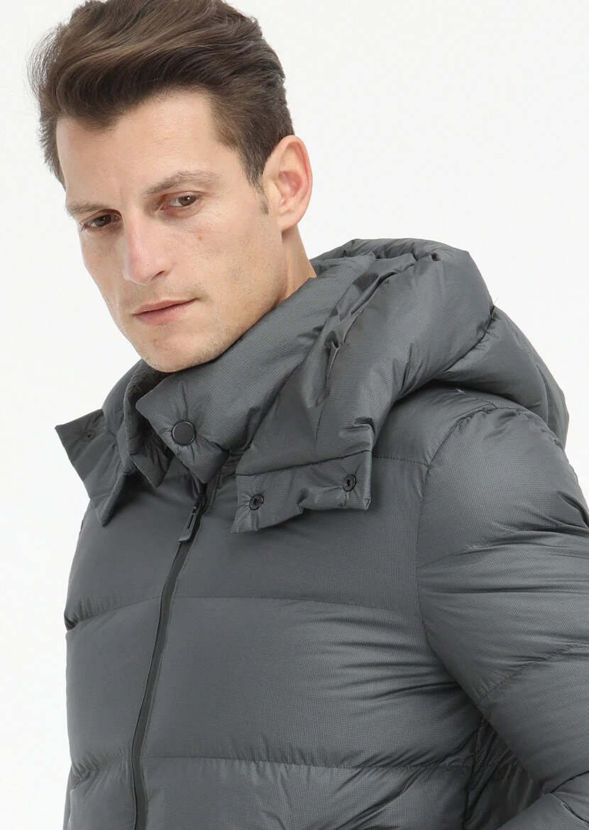 Hard Coal Regular Fit Hooded Casual Weaving Coat - 3