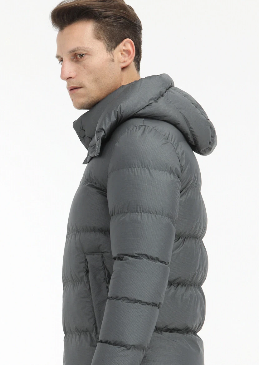 Hard Coal Regular Fit Hooded Casual Weaving Coat - 4