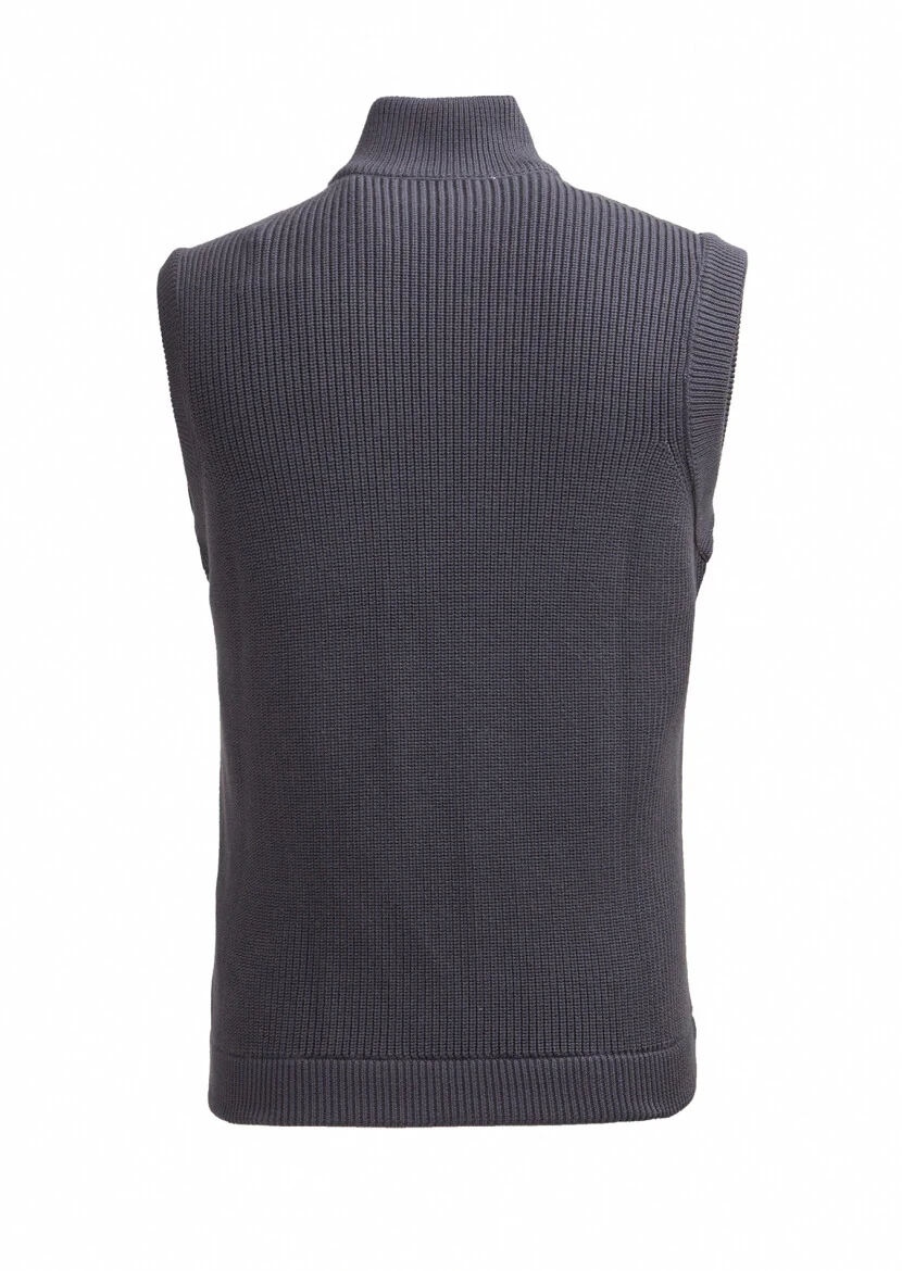 Hard Coal Regular Fit Mock-Turtleneck Casual Knitting Knit Vest - 4