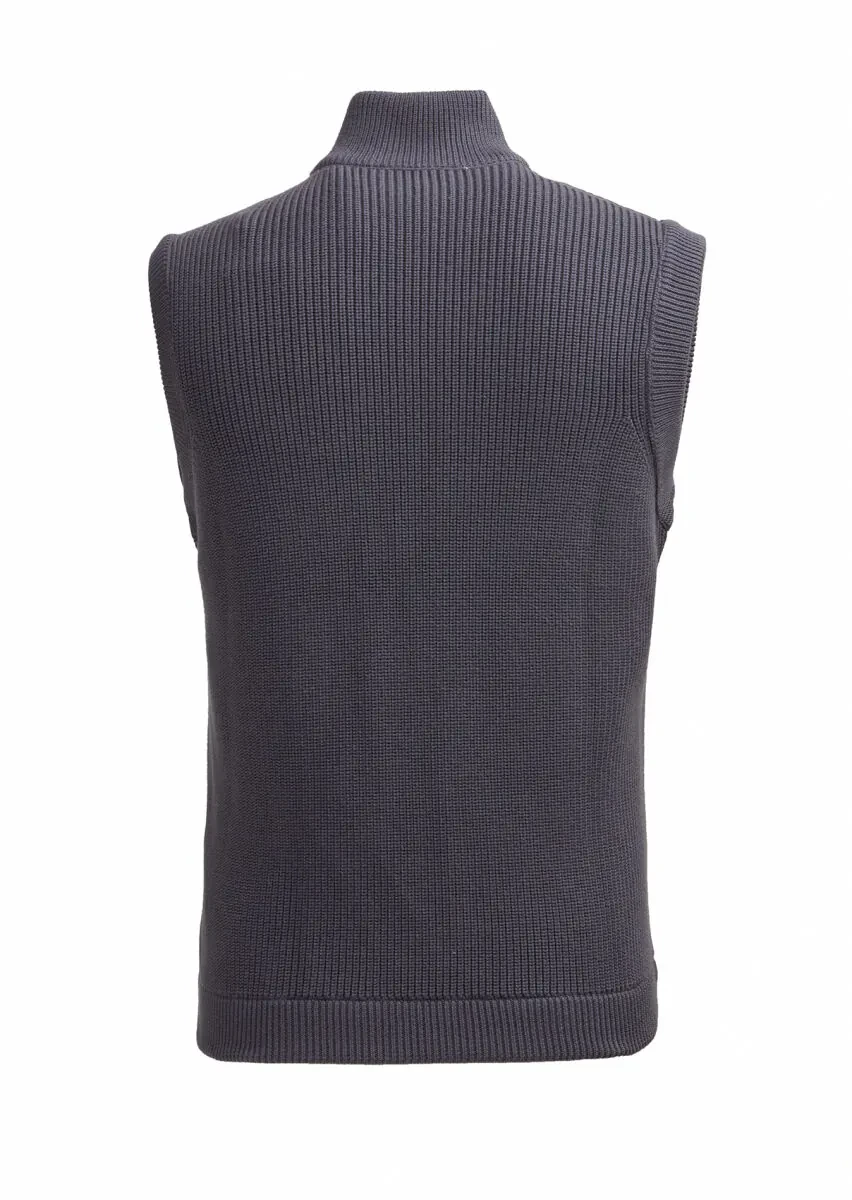 Hard Coal Regular Fit Mock-Turtleneck Casual Knitting Knit Vest - 4