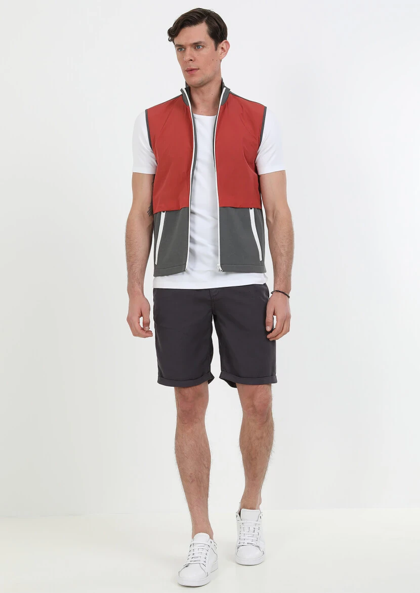 Hard Coal Regular Fit Turtleneck Casual Knitting Puffer Vest - 1