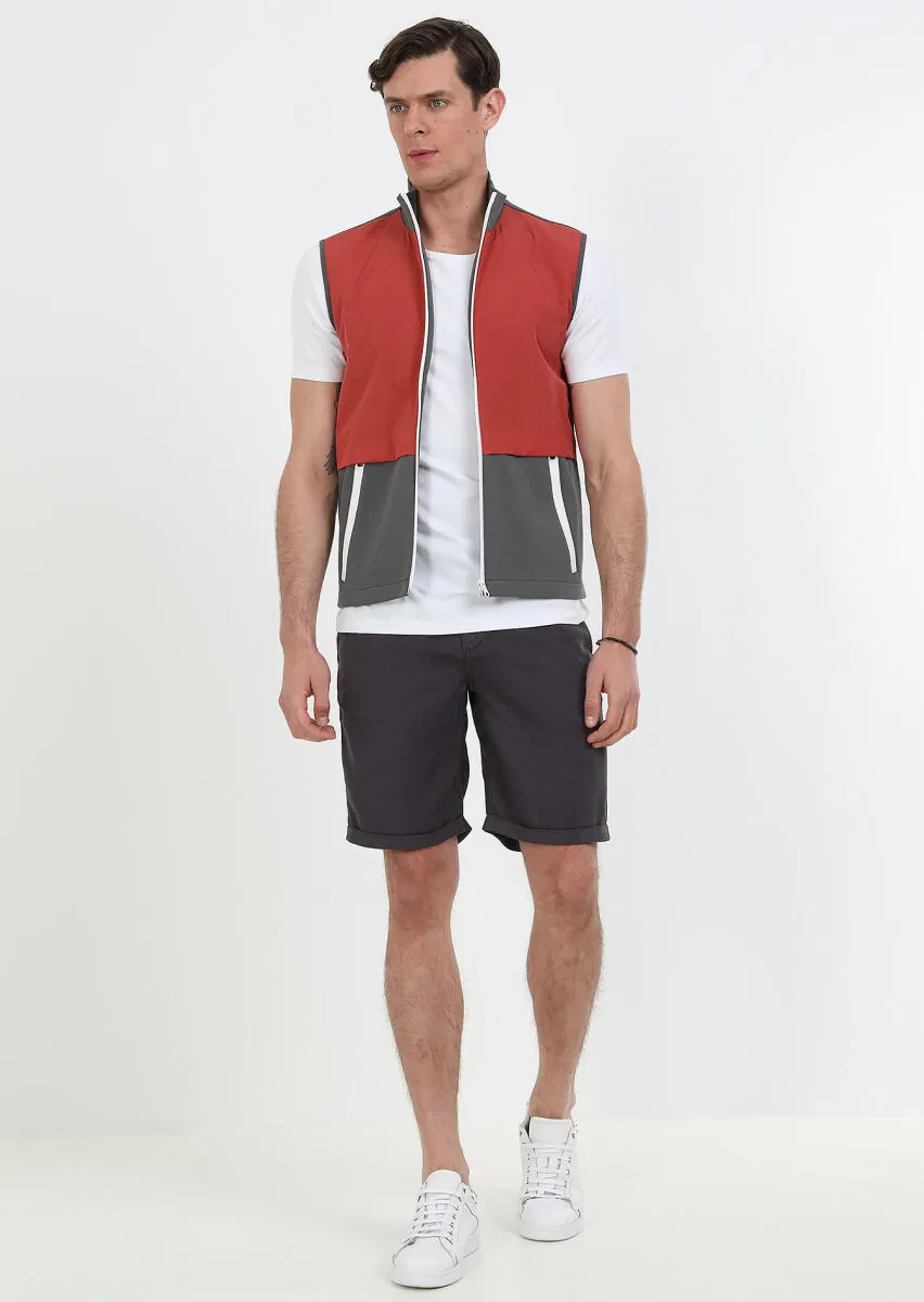 Hard Coal Regular Fit Turtleneck Casual Knitting Puffer Vest - 1