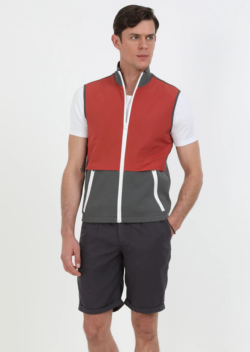 Hard Coal Regular Fit Turtleneck Casual Knitting Puffer Vest 