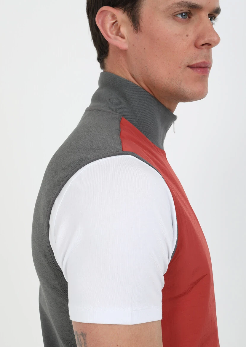 Hard Coal Regular Fit Turtleneck Casual Knitting Puffer Vest - 6