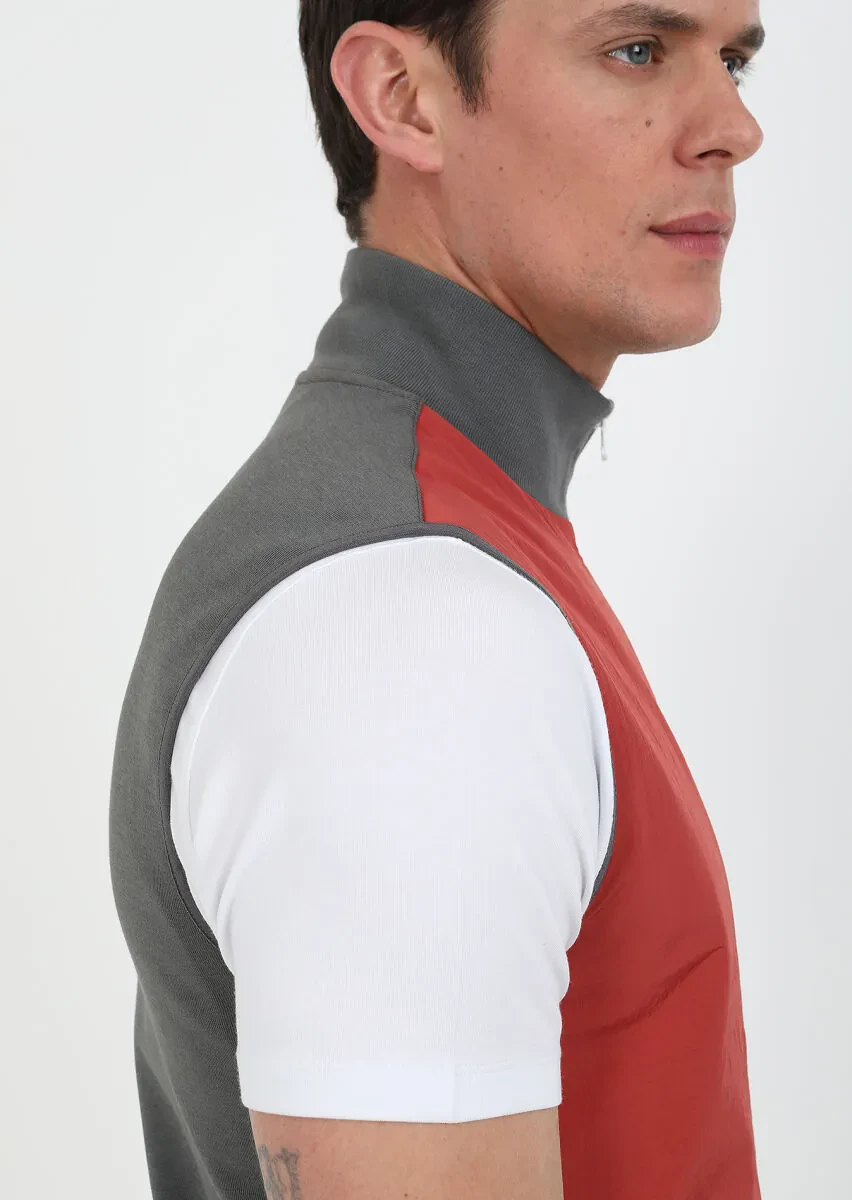 Hard Coal Regular Fit Turtleneck Casual Knitting Puffer Vest - 6