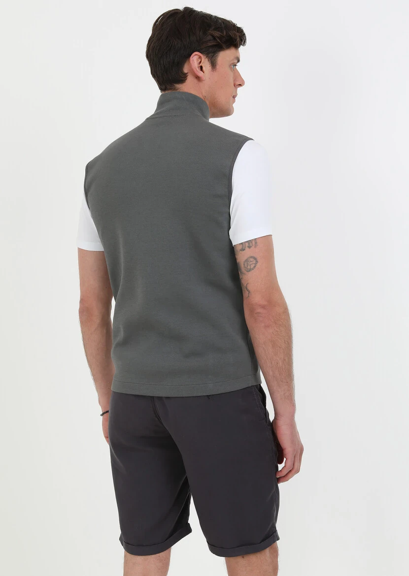 Hard Coal Regular Fit Turtleneck Casual Knitting Puffer Vest - 7