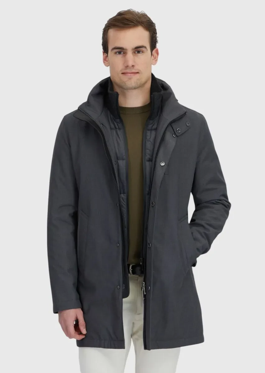 Hard Coal Regular Fit Turtleneck Casual Weaving Coat - 1