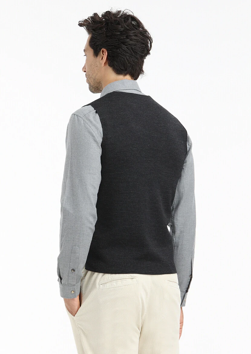 Hard Coal Regular Fit V-Neck Casual Knitting Knit Vest - 5