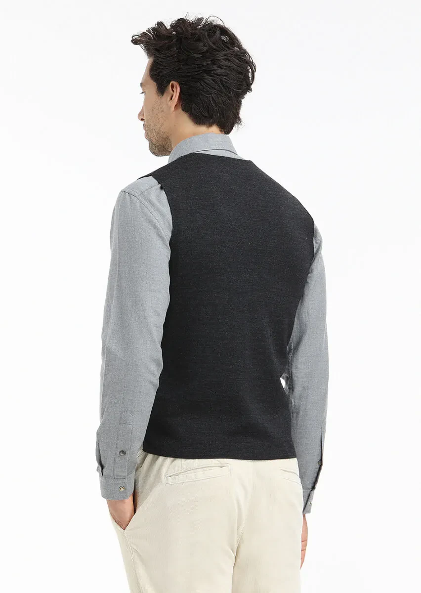 Hard Coal Regular Fit V-Neck Casual Knitting Knit Vest - 5