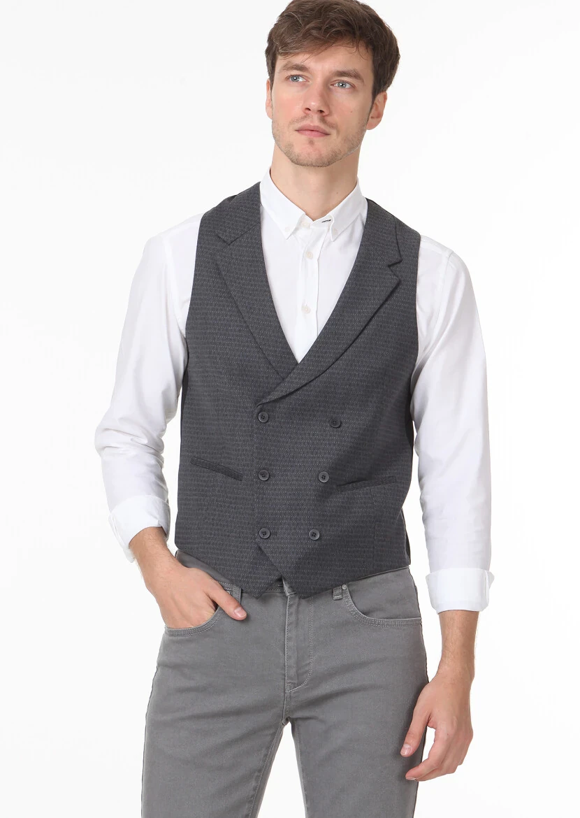 Hard Coal Slim Fit Butterfly Collar Casual Waistcoat - 2