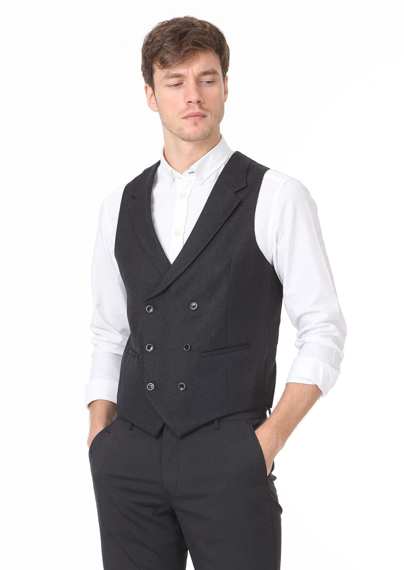 Hard Coal Slim Fit Butterfly Collar Casual Waistcoat - 1