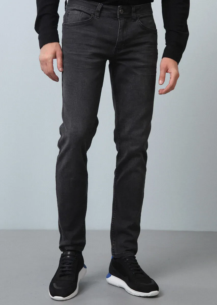 Hard Coal Slim Fit Denim Cotton Blended Trousers - 1
