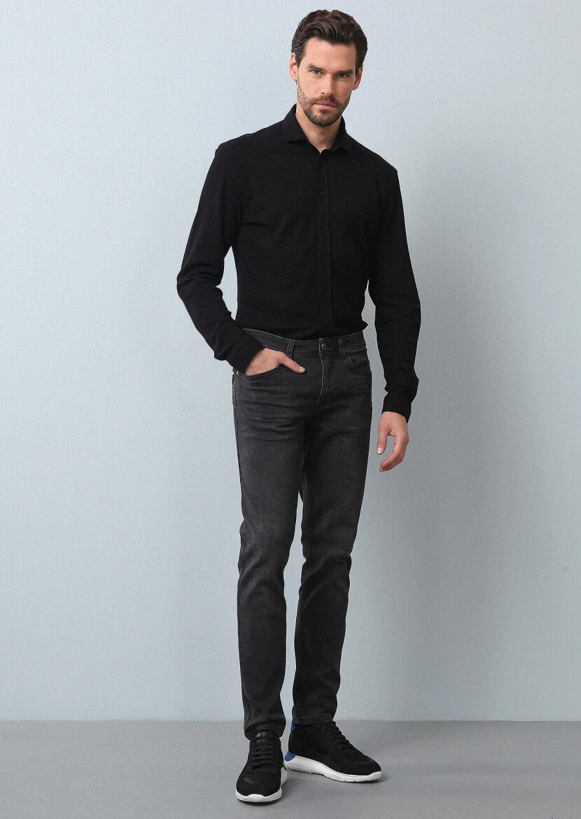 Hard Coal Slim Fit Denim Cotton Blended Trousers - 4