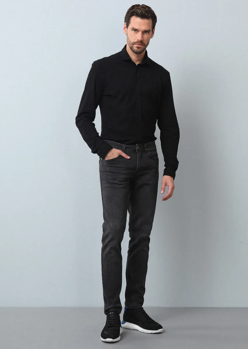 Hard Coal Slim Fit Denim Cotton Blended Trousers - 4