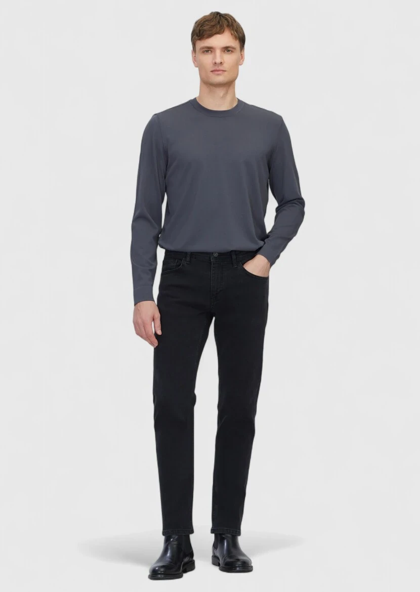 Hard Coal Slim Fit Denim Cotton Blended Trousers - RAMSEY