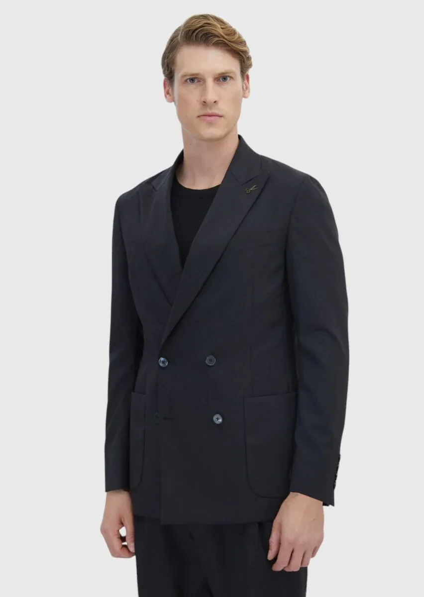 Hard Coal Striped Oversize Fit 100% Wool Suit - 1