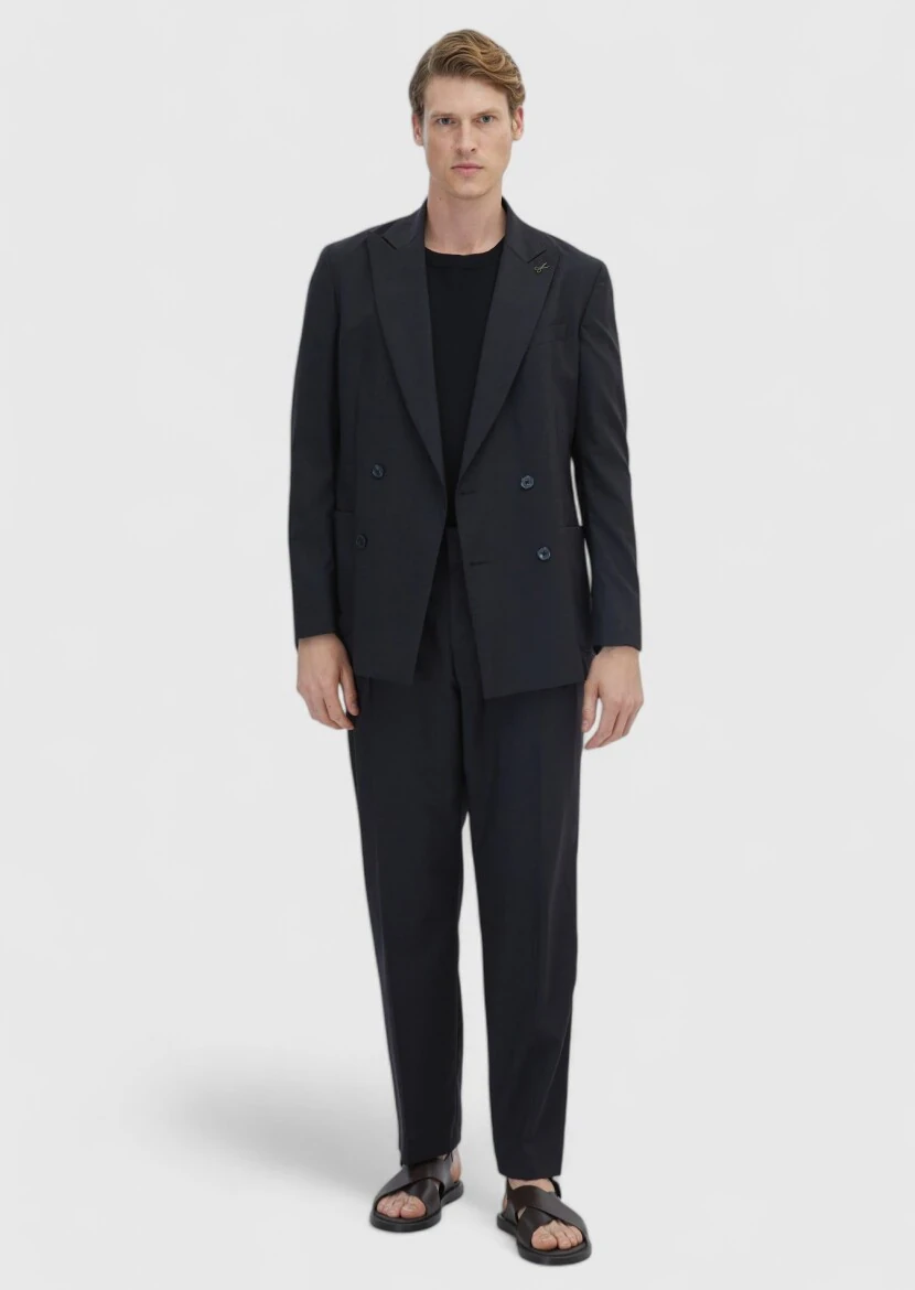 Hard Coal Striped Oversize Fit 100% Wool Suit - 2