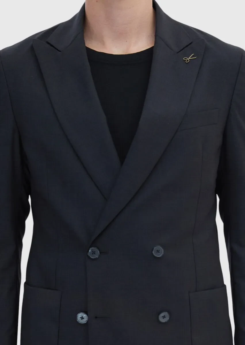 Hard Coal Striped Oversize Fit 100% Wool Suit - 4