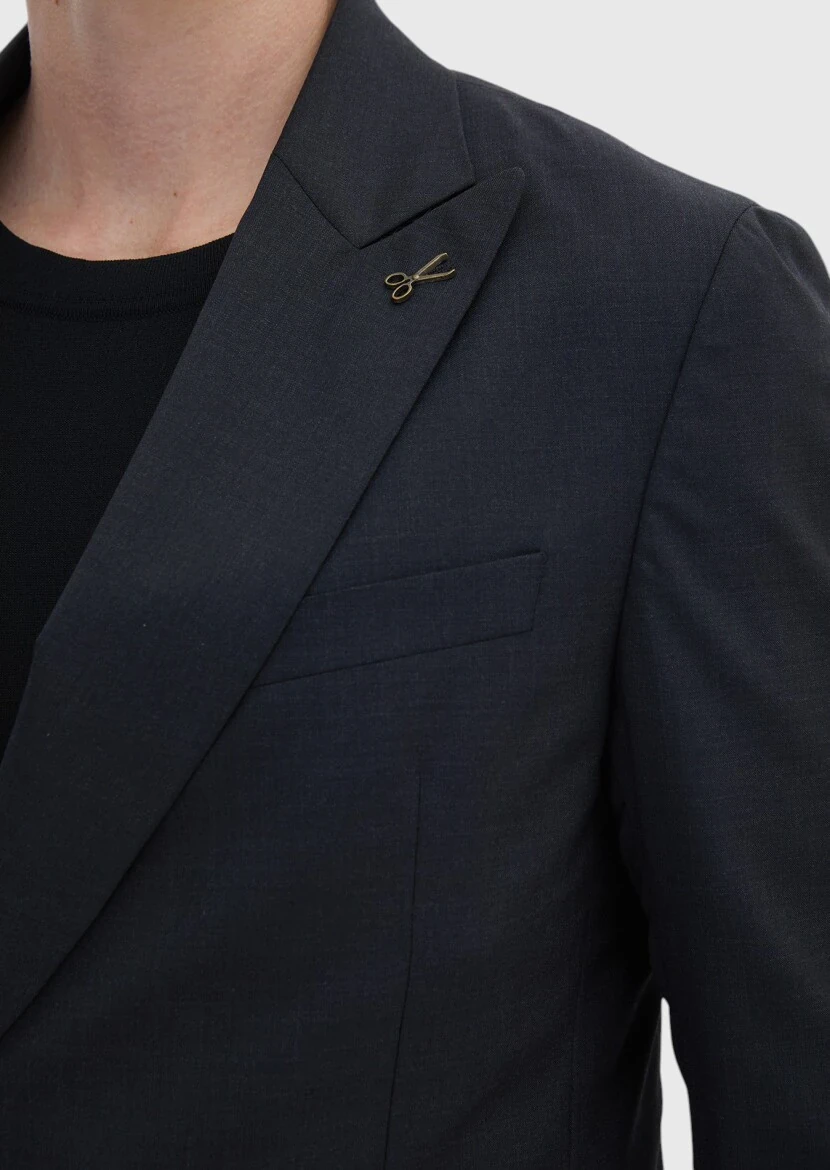 Hard Coal Striped Oversize Fit 100% Wool Suit - 5