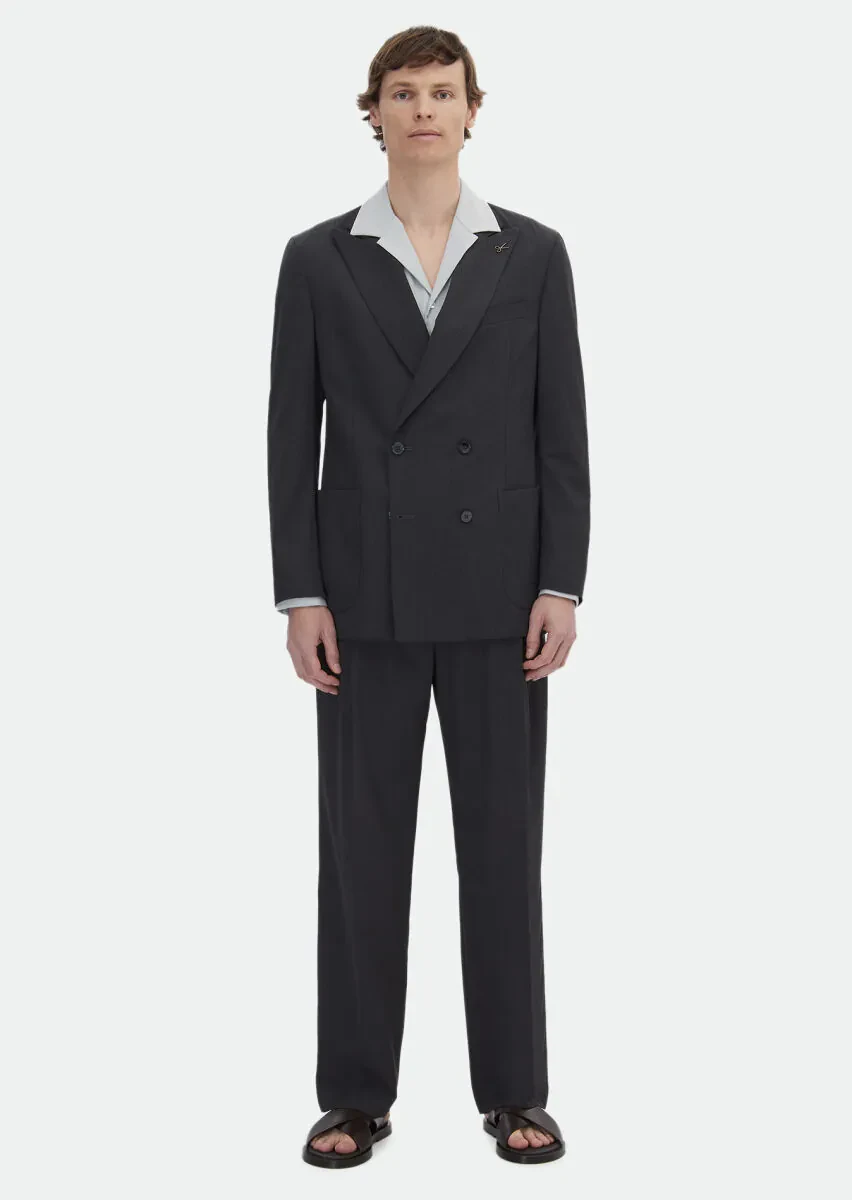 Hard Coal Striped Oversize Fit Silk Blended Suit - 2