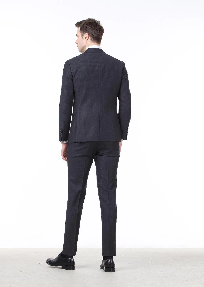 Hard Coal Striped Regular Fit 100% Wool Suit - 4