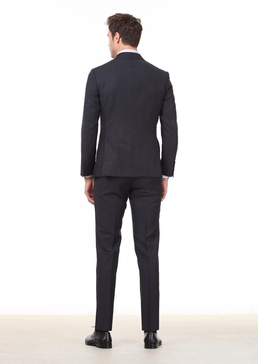 Hard Coal Striped Regular Fit 100% Wool Suit - 5