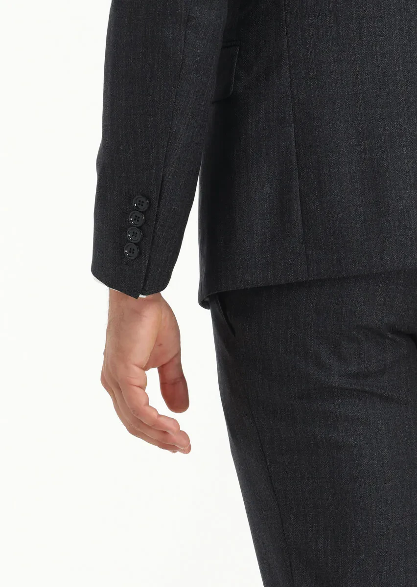 Hard Coal Striped Zeroweight Slim Fit 100% Wool Suit - 6