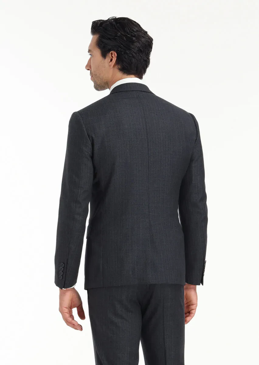 Hard Coal Striped Zeroweight Slim Fit 100% Wool Suit - 7