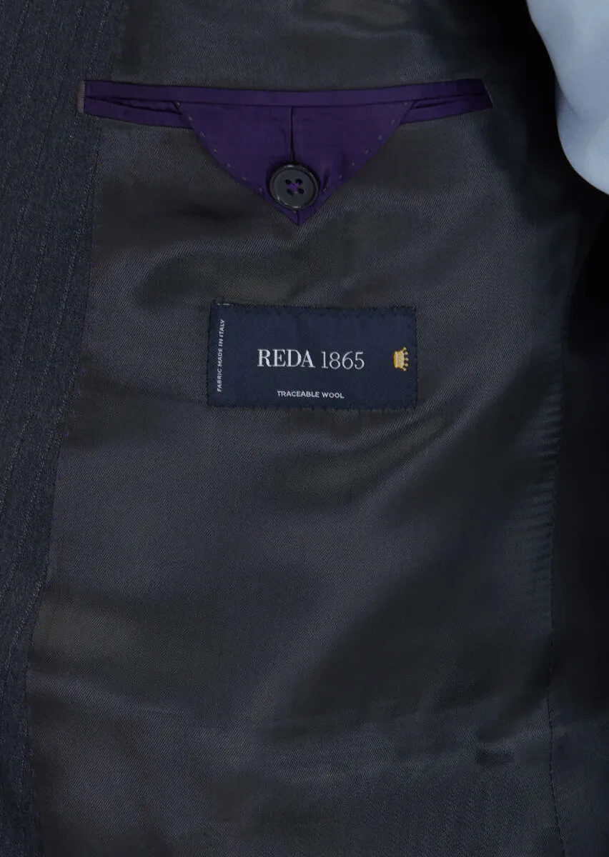 Hard Coal Striped Zeroweight Slim Fit 100% Wool Suit - 6
