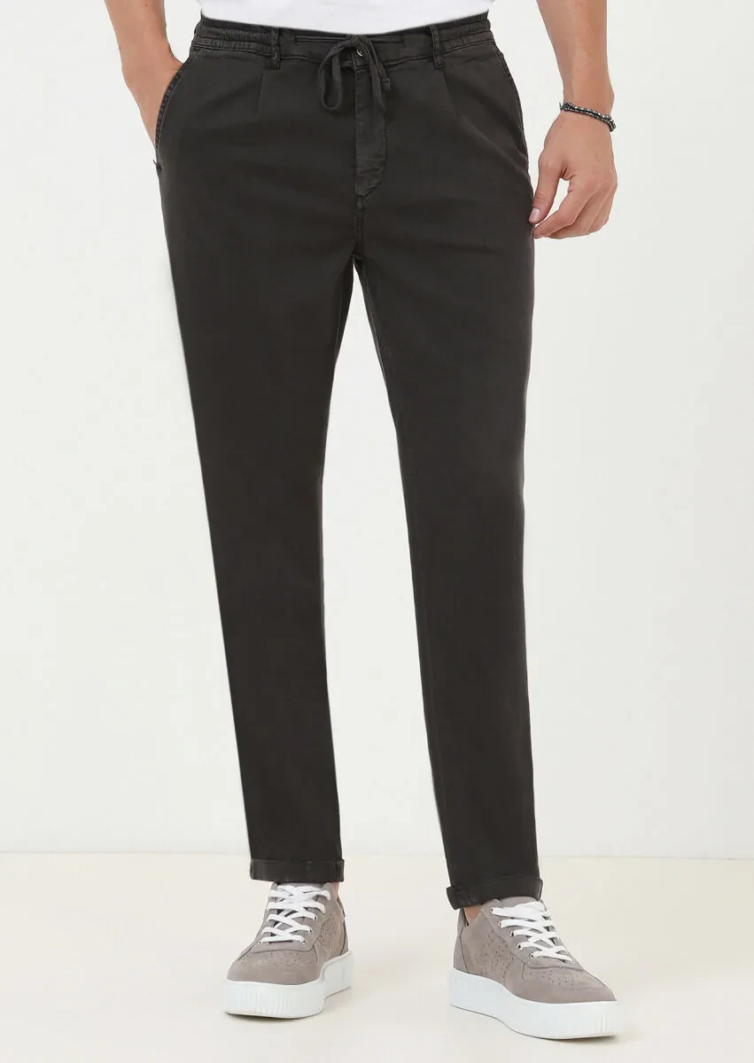 Hard Coal Weaving Jogging Fit Casual Cotton Blended Trousers - 1