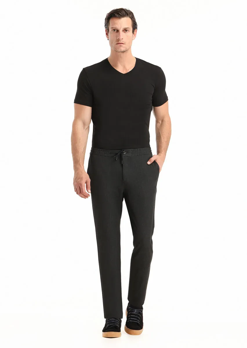 Hard Coal Weaving Jogging Fit Casual Trousers - 1