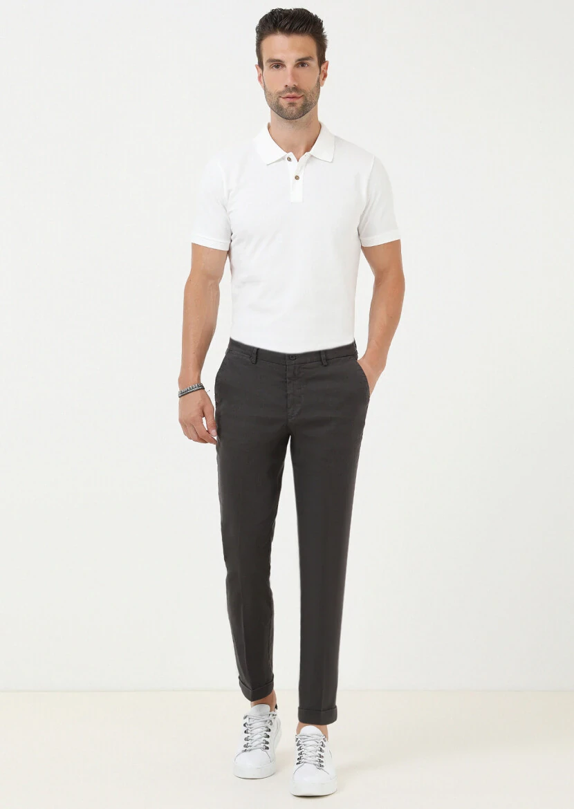 Hard Coal Weaving Regular Fit Casual Cotton Blended Trousers - 1