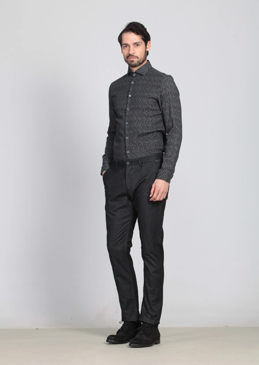 Hard Coal Weaving Regular Fit Casual Trousers - 2