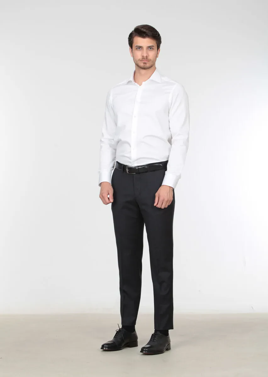 Hard Coal Weaving Regular Fit Classical 100% Wool Trousers - 2