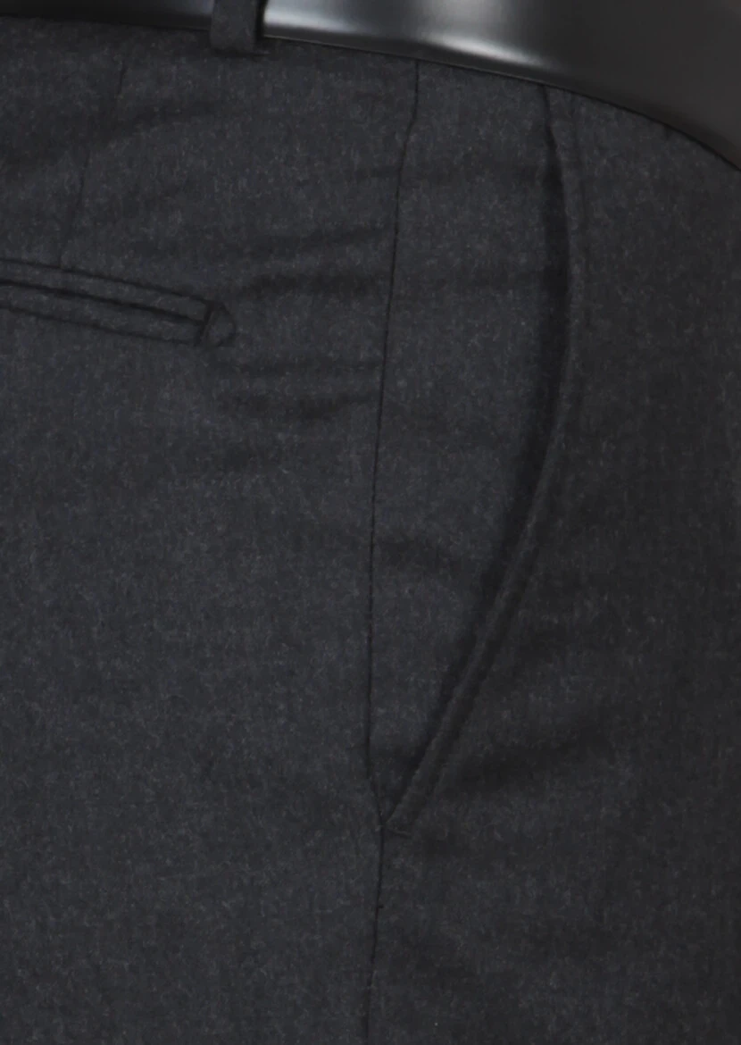 Hard Coal Weaving Regular Fit Classical 100% Wool Trousers - 3