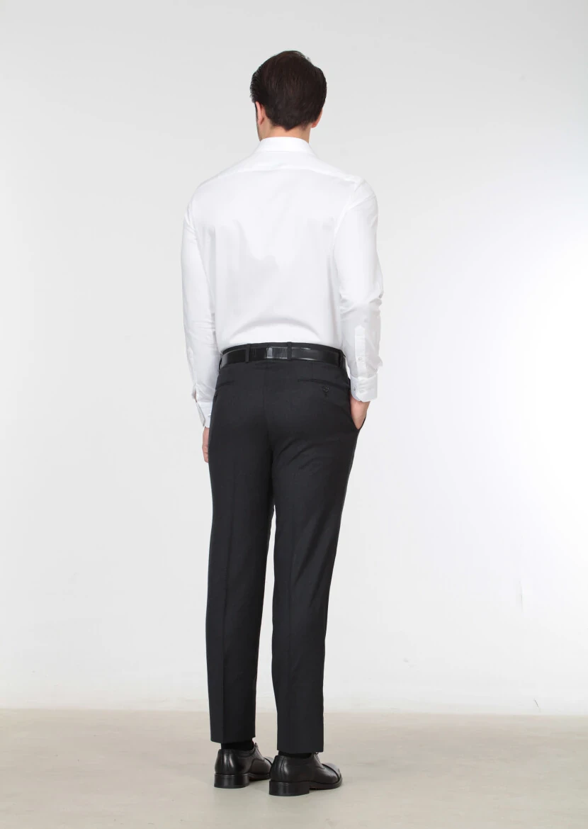 Hard Coal Weaving Regular Fit Classical 100% Wool Trousers - 4
