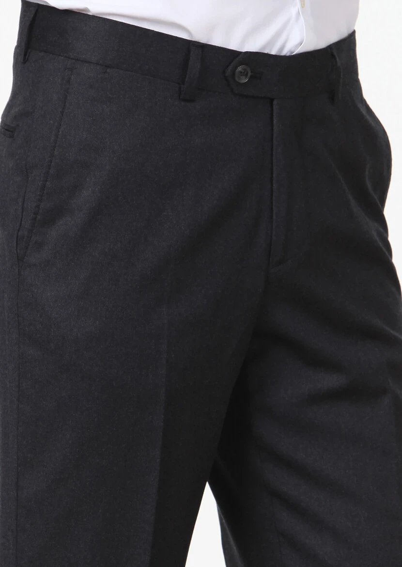 Hard Coal Weaving Regular Fit Classical 100% Wool Trousers - 3