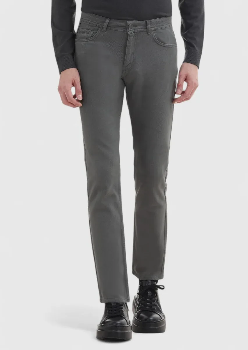 Hard Coal Weaving Slim Fit Casual 100% Cotton Trousers - 2
